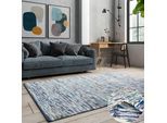 Teppich OTTO HOME "Bente", blau (grau, blau mix), B:60cm H:10mm L:110cm, Baumwolle, Polyester, Teppiche, Teppich, Handweb Teppich, 90% Baumwolle, handgewebt, Scandi