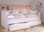 Stauraumbett PARISOT "Sleep, Daybed, Kinderbett, Rückwand der Regale drehbar (farbig + weiß)", weiß (weiß, weiß, weiß), B:113cm H:82cm L:203cm, Betten, Stauraumbett, inklusive, Regale, Schubkästen, viel Stauraum, TOPSELLLER