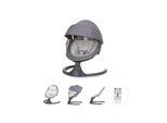 Chipolino Babywippe Brida, Fernbedienung Moskitonetz, Kissen, Plüschtiere, Timer grau