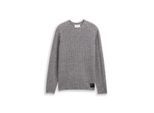 TOM TAILOR DENIM Herren Strickpullover in Melange-Optik, grau, Meliert, Gr. M