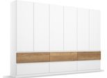 Drehtürenschrank RAUCH "Winnipeg", weiß (weiß, eiche), B:271cm H:210cm T:56cm, Holzwerkstoff, Schränke, Drehtürenschrank, grifflose Front, Schubkästen m. Griffmulde, auch mit Beleuchtung