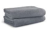 Badetücher MÖVE "Superwuschel 100% Premium Cotton Baumwolle", beige (stone), B:80cm L:150cm, Walkfrottier, Obermaterial: 100% Baumwolle, Handtücher, Spar-Set, Made in Germany, 2x Badetücher mit Bordüre, einfarbig, weich