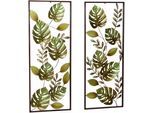 Wanddekoobjekt, grün, B:35cm H:91cm T:4cm, Metall, HOFMANN LIVING AND MORE, Wanddekoobjekte, Wanddekoobjekt, 2 teiliges Set