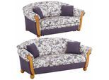 Polstergarnitur HOME AFFAIRE "Milano, bequem durch Federkern, Landhaus Stil, geschwungene Armlehnen", lila (flieder, flieder geblümt), H:83cm T:81cm, Sitzmöbel-Sets, 2-Sitzer und 3-Sitzer