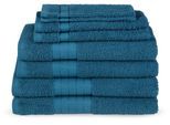 Handtuch Set GOOD MORNING "Uni", blau (petrol), 8 Stk., 2 Badetücher 70x140cm, 2 Handtücher 50x100cm, 2 Gästetücher 30x50cm, 2 Waschhandschuhe 16x21cm, Frottee, Frottee, Obermaterial: 100% Baumwolle, Handtücher, Baumwolle, Walkfrottee, Bordüre, 500 GSM, Einfarbig, ohne Aufhängung