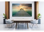 XXL-Wandbild QUEENCE "Akustikbild Steg Bali Sonnenuntergang", farbe bild(er): grün, B:90cm H:60cm T:2,5cm, Polyester, Bilder, Einfache Akustiklösung ohne Baumaßnahme, Schalldämmung, Paneele