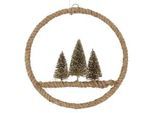 ECD-Germany Weihnacht Deko Jute , Braun , Holz , 6.5x38x37 cm , Dekoration, Weihnachtsdekoration
