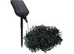 ECD-Germany Solar Lichterkette Aussen 11m 560Led Warmweiß 13 Modi Timer Wasserfest , Grün , Kunststoff , Freiform , 1420 cm , Dekoration, Weihnachtsdekoration, Dekoblumen