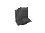 Sesselauflagenset, Anthrazit, Textil, 6-teilig, Uni, Füllung: Schaumstoff, Vlies, 50x7x108 cm, Oeko-Tex® Standard 100, pflegeleicht, hochwertige Qualität, langlebig, für den Außenbereich geeignet, mittels Bändern zu befestigen, Gurtband befestigen, Outdoor-Kissen, Gartenstuhlauflagen, Mittellehner-Auflagen