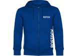 multifanshop Kapuzen Sweatshirt Jacke - Rostock - Brust & Seite - Druck weiß - Jacke