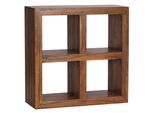 KADIMA DESIGN Sheesham Standregal: Massivholz, einzigartige Maserung, 4 Fächer, 82x82x34 cm.
