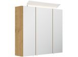 Spiegelschrank 70cm inkl. Design LED-Lampe und Glasböden weiss hochglanz