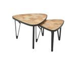 KADIMA DESIGN Massivholz-Metall Couchtisch Set, Industrie-Design, Platzsparend
