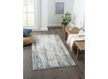 Teppich "My Look 2", blau (beige, hellgrau, blau), B:80cm H:8mm L:150cm, Polyester, MYFLAIR MÖBEL & ACCESSOIRES, Teppiche, Teppich, Kurzflor, Ethno-Design, besonders weich durch Microfaser