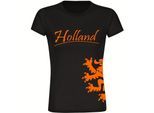 multifanshop Damen T-Shirt - Holland - Löwe seitlich - Druck orange - Frauen