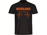 multifanshop Herren T-Shirt - Niederlande - Herzschlag - Druck orange - Männer