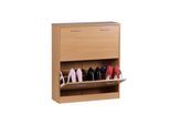 KADIMA DESIGN Schuhregal: 20 Paar Schuhe, Braun, 4 Schuhfächer, einfacher Aufbau, Spanplatte und Kunststoff.