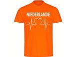 multifanshop Herren T-Shirt - Niederlande - Herzschlag - Druck weiß - Männer