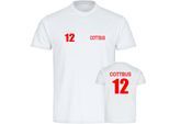 multifanshop Herren T-Shirt - Cottbus - Trikot Nummer 12 - Druck rot - Männer