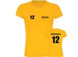 multifanshop Damen T-Shirt - Dresden - Trikot Nummer 12 - Druck schwarz - Frauen