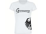 multifanshop Damen T-Shirt - Germany - Adler seitlich - Druck schwarz - Frauen