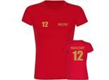 multifanshop Damen T-Shirt - Ingolstadt - Trikot Nummer 12 gold - Druck gold metallic - Frauen