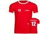 multifanshop Kontrast T-Shirt - Kanada - Trikot Nummer 12 - Druck weiß - Männer