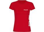 multifanshop Damen T-Shirt - Polen - Brust & Seite - Druck weiß - Frauen