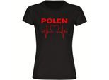 multifanshop Damen T-Shirt - Polen - Herzschlag - Druck rot - Frauen