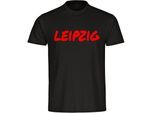 multifanshop Herren T-Shirt - Leipzig - Textmarker - Druck rot - Männer