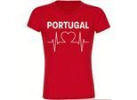 multifanshop Damen T-Shirt - Portugal - Herzschlag - Druck weiß - Frauen