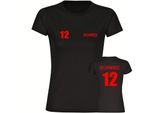 multifanshop Damen T-Shirt - Schweiz - Trikot Nummer 12 - Druck rot - Frauen