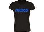 multifanshop Damen T-Shirt - Paderborn - Textmarker - Druck blau - Frauen