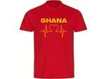 multifanshop Kinder T-Shirt - Ghana - Herzschlag - Druck gelb - Kind