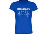 multifanshop Damen T-Shirt - Magdeburg - Herzschlag - Druck weiß - Frauen