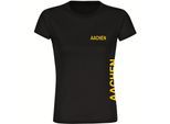 multifanshop Damen T-Shirt - Aachen - Brust & Seite - Druck gelb - Frauen