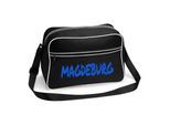 multifanshop Retrotasche - Magdeburg - Textmarker - Druck blau - Tasche