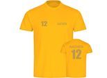 multifanshop Herren T-Shirt - Aachen - Trikot Nummer 12 gold - Druck gold metallic - Männer