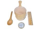 vidaXL 5-tlg. Saunazubehör mit Eimer Löffel Sanduhr Thermo-Hygrometer