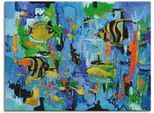 Artland Leinwandbild »Abstrakt Fische Blau« Wassertiere 1 Stk. tlg. auf Keilrahmen gespannt