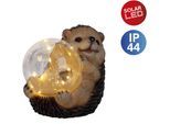 LED Solarleuchte NÄVE "Igel", braun, B:12cm H:14,5cm L:17cm, Leuchten, süßer Igel mit beleuchteter Kugel in braun/beige, warmweißes Licht