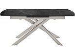 Esstisch MCA FURNITURE "VANINO Auszugtisch 180-230 cm marmoriert", schwarz (schwarz marmoriert, edelstahl gebürstet, schwarz marmoriert), B:180cm H:76cm T:90cm, Keramik 6 mm, MDF - schwarz marmoriert;Gestell: Edelstahl gebürstet, Tische, Esstisch, Keramik,Edelstahl,Synchronauszug,ausziehbar,8-10 Personen