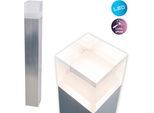 LED Außen-Stehlampe NÄVE "Leah", grau, B:8cm H:62cm L:8cm, Leuchten, Edelstahl/Kunststoff in metall blank/opal incl. 15x LED warmweiß IP44