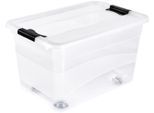 Organizer KEEEPER "konrad", transparent, B:39,5cm H:35cm T:59,5cm, Kunststoff, Aufbewahrungsboxen, Aufbewahrungsbox, 52 L, mit Rollen, Deckel, Schiebeverschluss