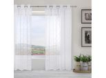 Gardine DECOLIFE "Vilda" Gr. 1, weiß, B:135cm H:180cm, Wirkware, Polyester, Gardinen, Gardine, weiß mit silberfarbigen Akzenten