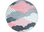 Kinderteppich AYYILDIZ TEPPICHE "Bambi 820", pink, H:11mm Ø:160cm, Kunstfaser, Teppiche, Kinderteppich, auch in rechteckig, Wolken Motiv, Kurzflor