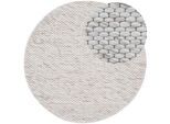 Wollteppich CARPETFINE "Sina", beige, H:14mm Ø:120cm, Wolle, Teppiche, Wollteppich, grobe Struktur, Zeitloses Design, reine Wolle, Wohnzimmer