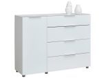 Voleo Sideboard, Weiß Hochglanz, Kunststoff, 2 Fächer, 4 Schublade(n) Schubladen, 135.6x99.2x40 cm, Wohnzimmer, Kommoden & Sideboards, Sideboards