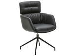 Dieter Knoll Armlehnstuhl, Schwarz, Metall, Leder, Echtleder, Rindleder, Drehkreuz, 62x92x66 cm, Lederauswahl, Stoffauswahl, Sitzfläche 360° drehbar, Esszimmer, Stühle, Esszimmerstühle, Armlehnenstühle