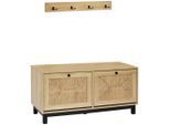 Mid.you Schuhkipper, Natur, Holz, Metall, Papier, Holzwerkstoff, Kiefer, massiv, 100x45x39 cm, Garderobe, Schuhaufbewahrung, Schuhkipper